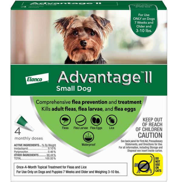 Advantage II Small Dogs 3-10 lbs.|Vet-Recommended Flea Treatment & Prevention|4-Month Supply